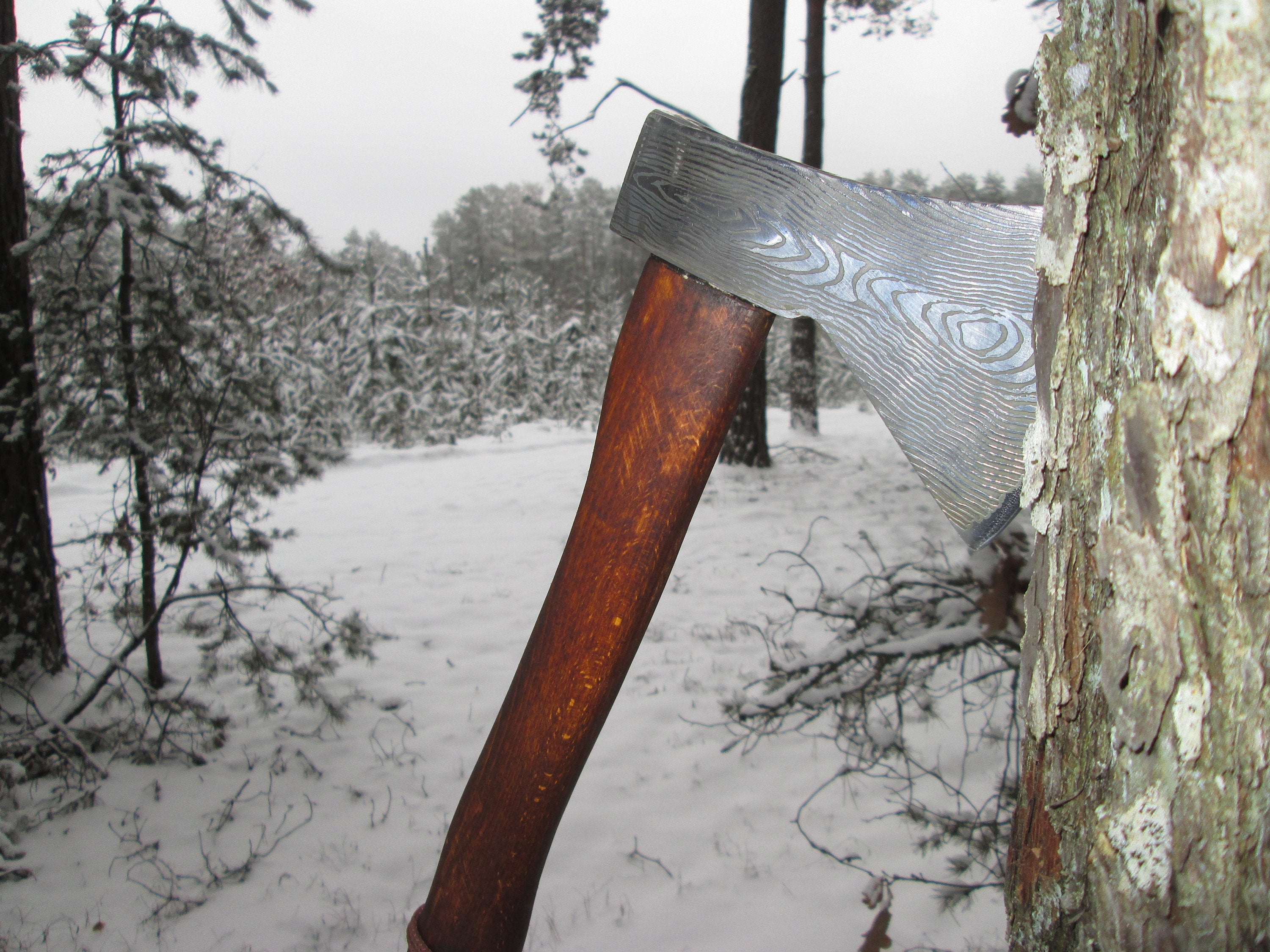 Damascus style axe