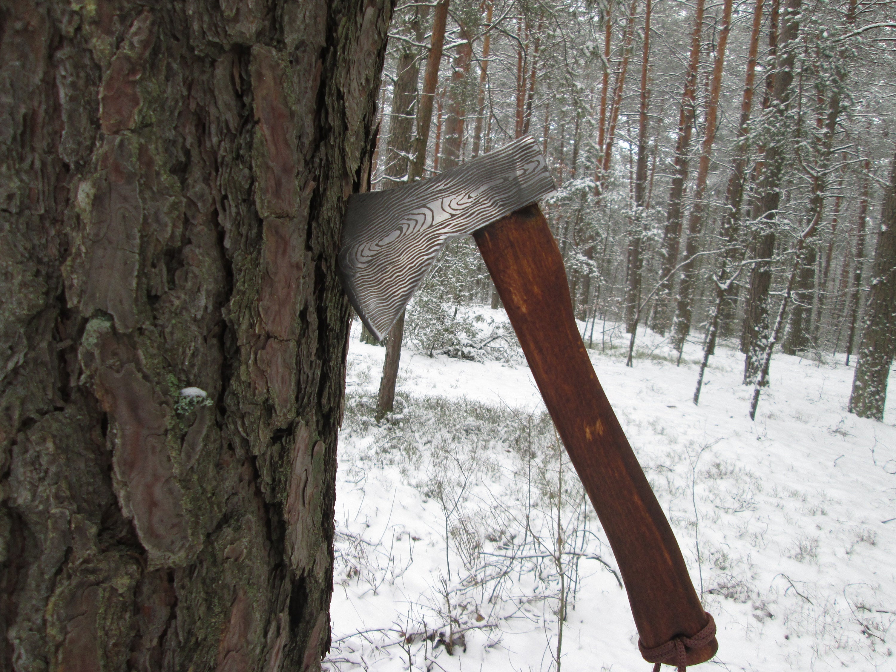 Damascus style axe